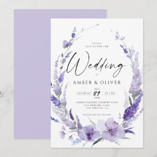 Lavender Lilac Violet Moderne Hochzeit Einladung
