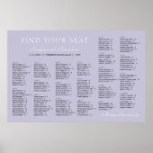 Lavender Lilac Wedding Alphabetical Seating Chart Poster (Vorne)