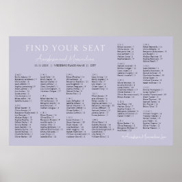 Lavender Lilac Wedding Alphabetical Seating Chart Poster