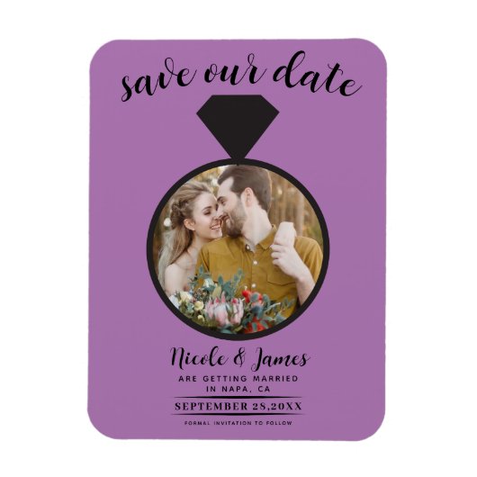 Lavender Lilac Wedding Ring Foto Save the Date Magnet (Vertikal)