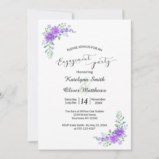 Lavender Lilac Wedding Verlobung Einladung (Vorderseite)
