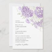 Lavender Lilac White Floral Photo Wedding Einladung (Vorderseite)