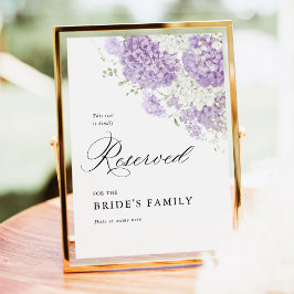 Lavender Lilac White Floral Reserved Seat Sign 5x7 Poster
