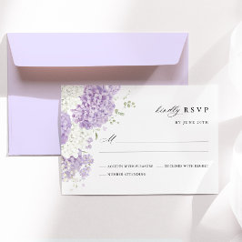 Lavender Lilac White Floral Watercolor Wedding RSVP Karte