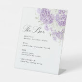 Lavender Lilac White Floral Wedding Bar Menu Sockelschild (Vorderseite)