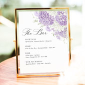 Lavender Lilac White Floral Wedding Bar Menu Sockelschild