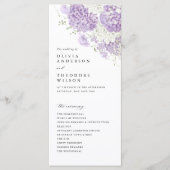 Lavender Lilac White Floral Wedding Ceremony Programm (Vorderseite)