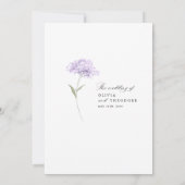Lavender Lilac White Floral Wedding Einladung (Rückseite)