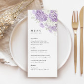Lavender Lilac White Floral Wedding Reception Menükarte