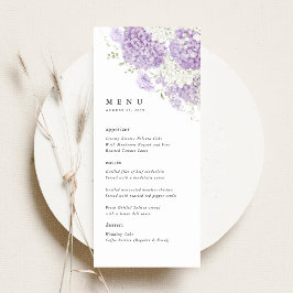 Lavender Lilac White Floral Wedding Reception Menükarte
