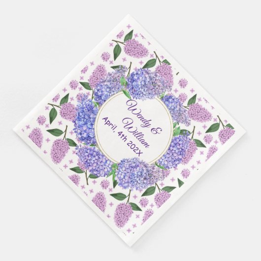 Lavender Lilacs Wedding Paper Napkin Serviette (Ecke)