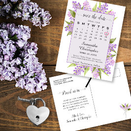 Lavender Lilacs Wedding Save the Date Calendar Ankündigungspostkarte