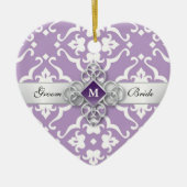Lavender Lily Damask Wedento Keramik Ornament (Vorne)