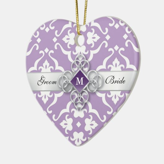 Lavender Lily Damask Wedento Keramik Ornament (Links)