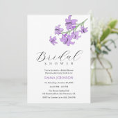 Lavender Lily Floral Bridal Dusche Einladungen (Stehend Vorderseite)