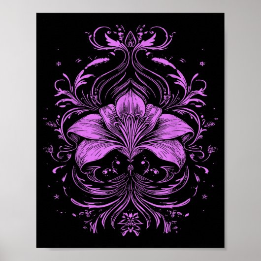 Lavender Lily Purple Wildflower Gothic Dark Design Poster (Vorne)