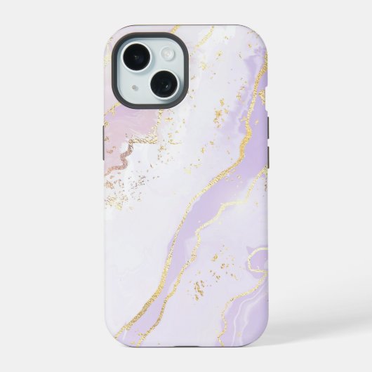 Lavender Liquid Marble iPhone 15 Hülle (Rückseite)