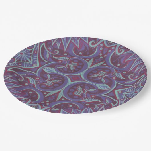 ‚Lavender lotus‘, blumenarabesque muster dinner P Pappteller (Schrägansicht)