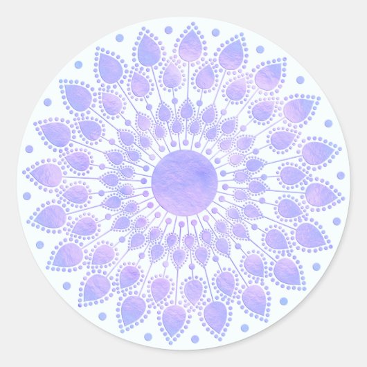 Lavender Lotus Floral Mandala Runder Aufkleber (Vorderseite)