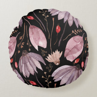 Lavender Lotus Flowers Round Throw Pillow Rundes Kissen