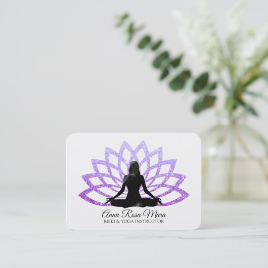 *~* Lavender Lotus Yoga Heilende Frau Energie Visitenkarte (Stehend Vorderseite)