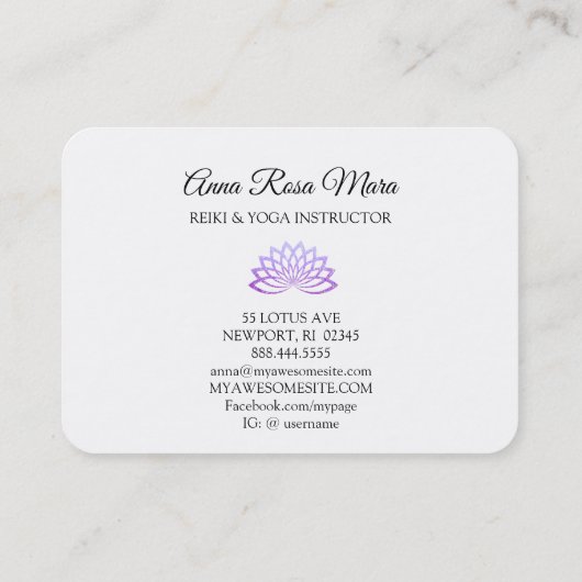 *~* Lavender Lotus Yoga Heilende Frau Energie Visitenkarte (Rückseite)