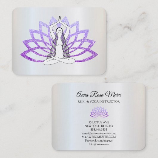 *~* Lavender Lotus Yoga Heilende Frau Energie Visitenkarte (Vorne/Hinten)