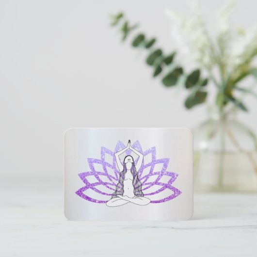 *~* Lavender Lotus Yoga Heilende Frau Energie Visitenkarte (Stehend Vorderseite)