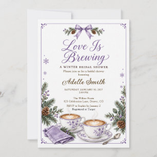 Lavender Love Is Brewing Winter Bow Brautparty Einladung