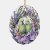 Lavender Lovebirds Keramik Ornament (Rechts)