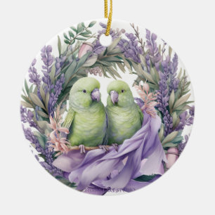 Lavender Lovebirds Keramik Ornament