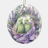 Lavender Lovebirds Keramik Ornament (Links)
