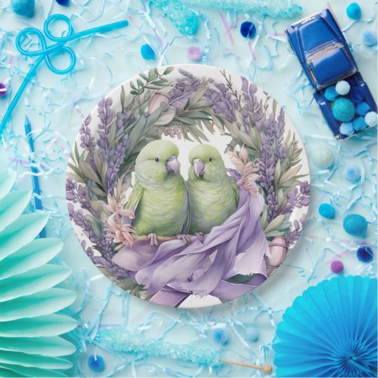 Lavender Lovebirds Pappteller (Party)