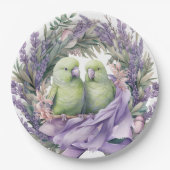 Lavender Lovebirds Pappteller (Vorderseite)