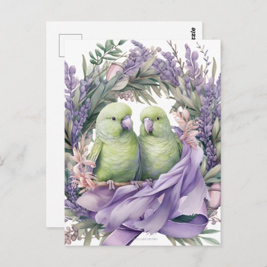 Lavender Lovebirds Postkarte (Vorne/Hinten)