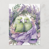 Lavender Lovebirds Postkarte (Vorderseite)