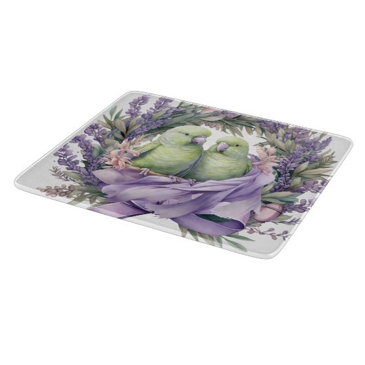 Lavender Lovebirds Schneidebrett (Ecke)