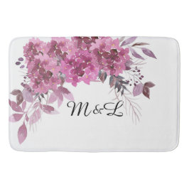*~* Lavender Magenta Monogram Hydrangea Romantisch Badematte