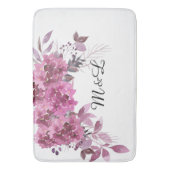 *~* Lavender Magenta Monogram Hydrangea Romantisch Badematte (Vorderseite Vertikal)
