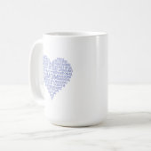 Lavender Mama Herz Word Cloud Tasse (Vorderseite Links)