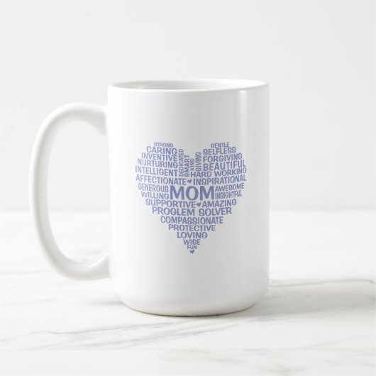 Lavender Mama Herz Word Cloud Tasse (Links)