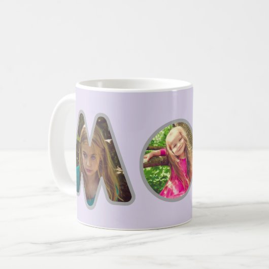 Lavender MAMA Muttertagsfoto Collage Kaffeetasse (Vorderseite Links)