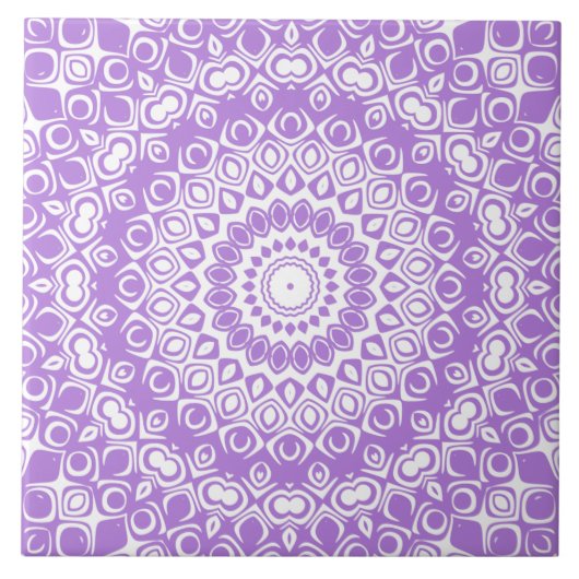 Lavender Mandala Geometric Pattern Fliese (Vorderseite)
