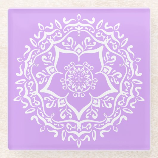 Lavender Mandala Glasuntersetzer (Vorderseite)