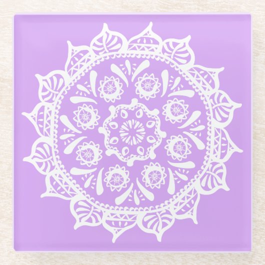 Lavender Mandala Glasuntersetzer (Vorderseite)