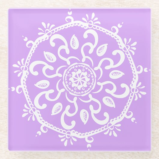 Lavender Mandala Glasuntersetzer (Vorderseite)