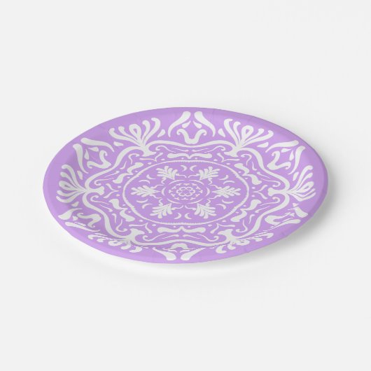 Lavender Mandala Pappteller (Schrägansicht)