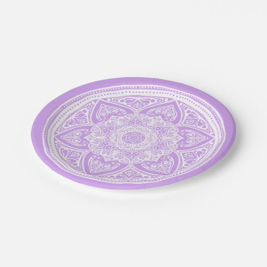 Lavender Mandala Pappteller (Schrägansicht)