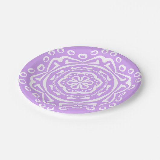 Lavender Mandala Pappteller (Schrägansicht)