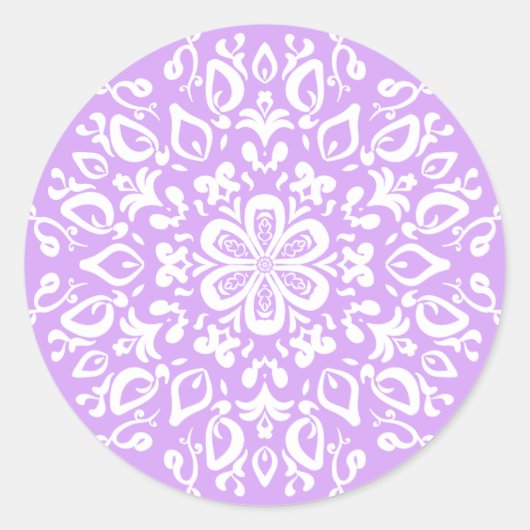 Lavender Mandala Runder Aufkleber (Vorderseite)